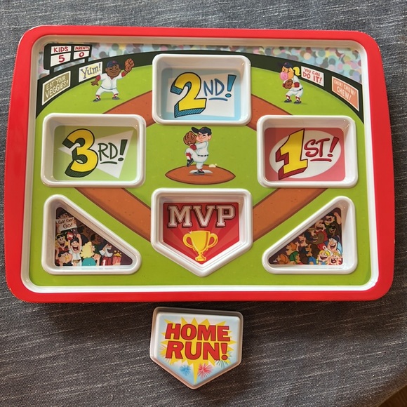 Fun Kids Home Run Baseball Lunch Dinner Plate for picky eaters - Picture 2 of 6